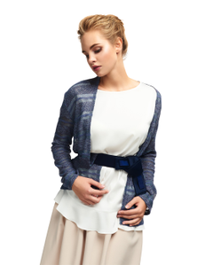 Cardigan from openwork flowing jersey with chiffon belt of the same tone of the main fabric.