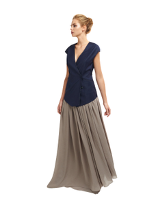two-layered flowing skirt from chiffon with a decorative elastic on a belt.