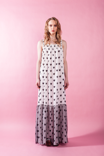 Maxi dress with a pattern ”Hearts“