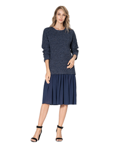 Comfortable dress made of natural cotton with a chiffon flounce in blue.